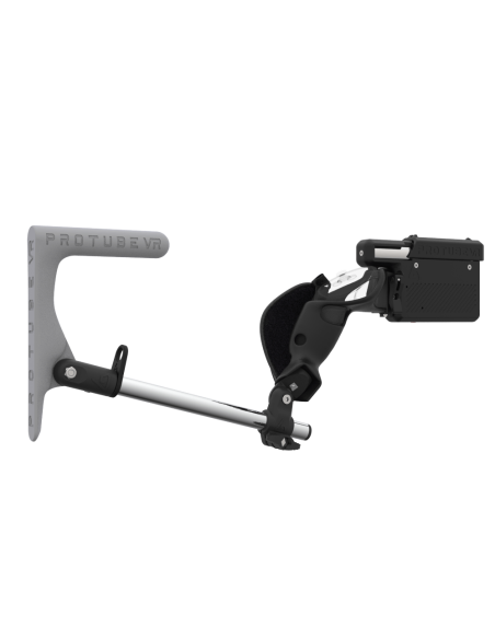 Right view of ProVolver for Meta Quest 3 and Quest Pro with Black Rear Cup Left Grey MK1 stock Chrome tube no front
