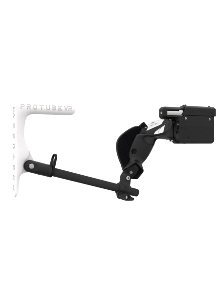 Right view of ProVolver for Meta Quest 3 and Quest Pro with Black Rear Cup Left White MK1 stock Carbon tube no front