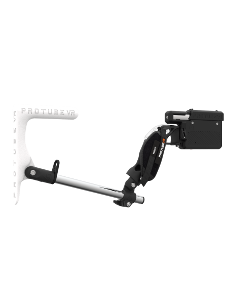 Right view of ProVolver for Meta Quest 3 and Quest Pro with Black Rear Cup Right White MK1 stock Chrome tube no front