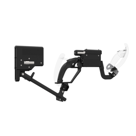 Right view of ProVolver for Valve Index Knuckles with Black Rear Cup Left Explorer haptic stock Carbon tube front grey