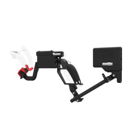 Left view of ProVolver for Valve Index Knuckles with Black Rear Cup Left Explorer haptic stock Carbon tube front red