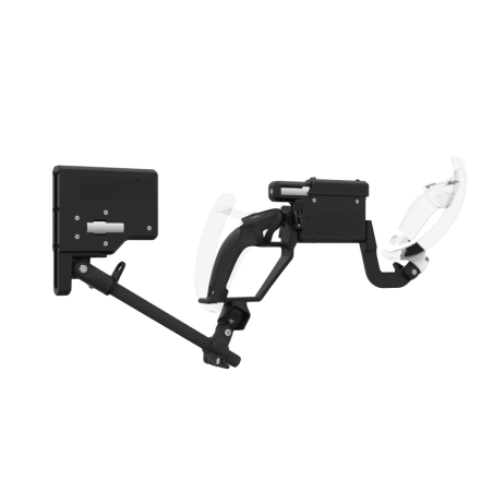 Right view of ProVolver for Valve Index Knuckles with Black Rear Cup Left Explorer haptic stock Carbon tube front white