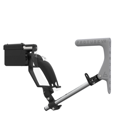 Left view of ProVolver for Valve Index Knuckles with Black Rear Cup Left Grey MK1 stock Chrome tube no front