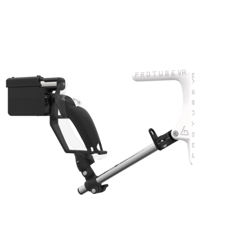 Left view of ProVolver for Valve Index Knuckles with Black Rear Cup Left White MK1 stock Chrome tube no front