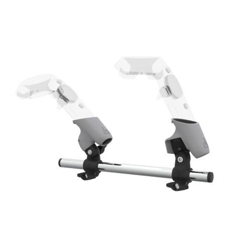 Left view of Right hand Starter vr gun stock for HTC Vive without shoulder stock and Grey cups Chrome tube