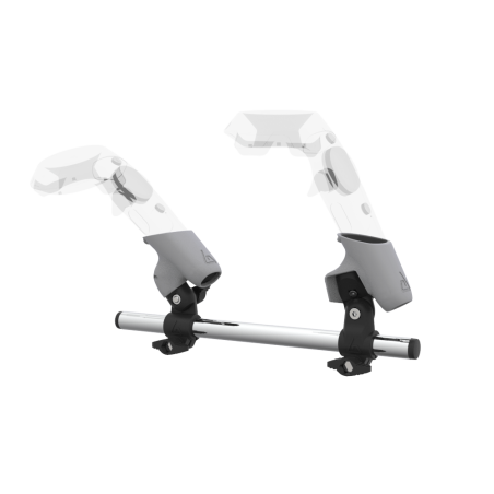Left view of Right hand Starter vr gun stock for HTC Vive without shoulder stock and Grey cups Chrome tube