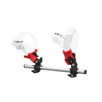 Left view of Right hand Starter vr gun stock for PSVR 2 without shoulder stock and Red cups Chrome tube