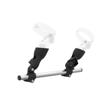 Right view of Right hand Starter vr gun stock for Meta Quest 1 without shoulder stock and Black cups Chrome tube