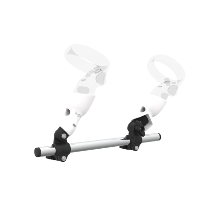 Right view of Right hand Starter vr gun stock for Meta Quest 1 without shoulder stock and White cups Chrome tube