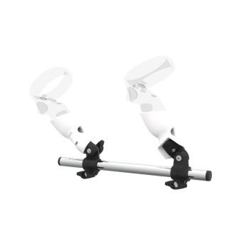 Left view of Right hand Starter vr gun stock for Meta Quest 1 without shoulder stock and White cups Chrome tube
