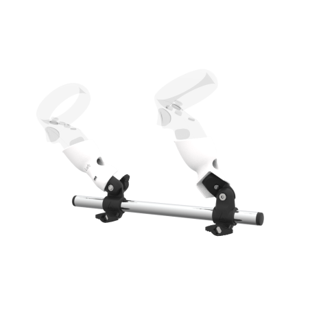 Left view of Right hand Starter vr gun stock for Meta Quest 1 without shoulder stock and White cups Chrome tube