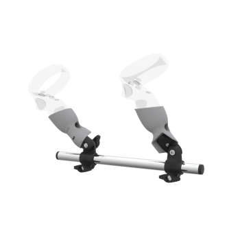 Left view of Right hand Starter vr gun stock for Meta Quest 1 without shoulder stock and Grey cups Chrome tube