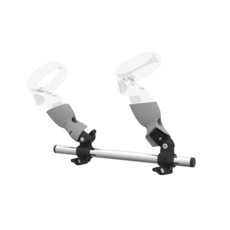 Left view of Right hand Starter vr gun stock for Meta Quest 1 without shoulder stock and Grey cups Chrome tube