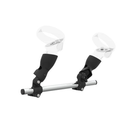 Right view of Right hand Starter vr gun stock for Meta Quest 2 without shoulder stock and Black cups Chrome tube