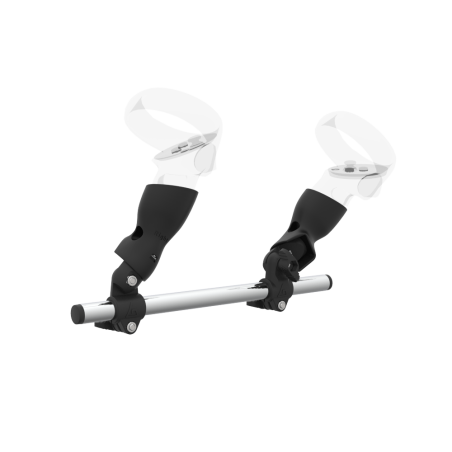 Right view of Right hand Starter vr gun stock for Meta Quest 2 without shoulder stock and Black cups Chrome tube