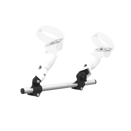 Right view of Right hand Starter vr gun stock for Meta Quest 2 without shoulder stock and White cups Chrome tube