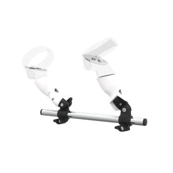 Left view of Right hand Starter vr gun stock for Meta Quest 2 without shoulder stock and White cups Chrome tube