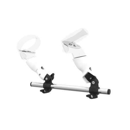 Left view of Right hand Starter vr gun stock for Meta Quest 2 without shoulder stock and White cups Chrome tube