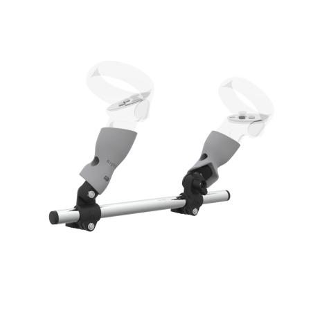 Right view of Right hand Starter vr gun stock for Meta Quest 2 without shoulder stock and Grey cups Chrome tube