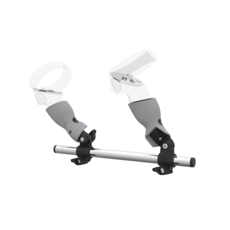 Left view of Right hand Starter vr gun stock for Meta Quest 2 without shoulder stock and Grey cups Chrome tube