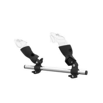 Left view of Right hand Starter vr gun stock for Meta Quest 3 without shoulder stock and Black cups Chrome tube