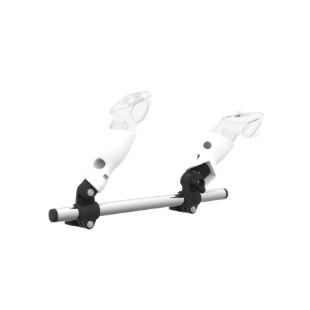 Right view of Right hand Starter vr gun stock for Meta Quest 3 without shoulder stock and White cups Chrome tube