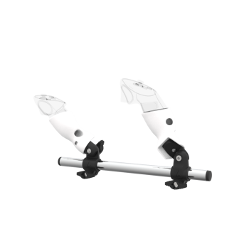 Left view of Right hand Starter vr gun stock for Meta Quest 3 without shoulder stock and White cups Chrome tube