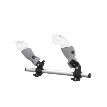 Left view of Right hand Starter vr gun stock for Meta Quest 3 without shoulder stock and Grey cups Chrome tube