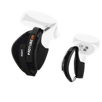 Left view of Prostraps grip MK2 Standalone for VR Meta Quest 2 with transparent controllers