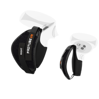 Left view of Prostraps grip MK2 Standalone for VR Meta Quest 2 with transparent controllers