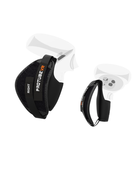 Left view of Prostraps grip MK2 Standalone for VR Meta Quest 2 with transparent controllers