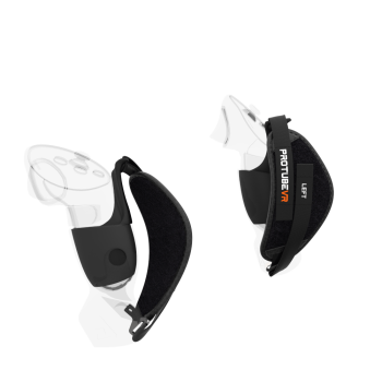 Right view of ProStraps MK1 for Meta Quest 3 with transparent controllers and cup mounts