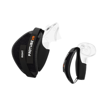 Left view of Prostraps grip MK2 Standalone for VR Meta Quest 3 with transparent controllers