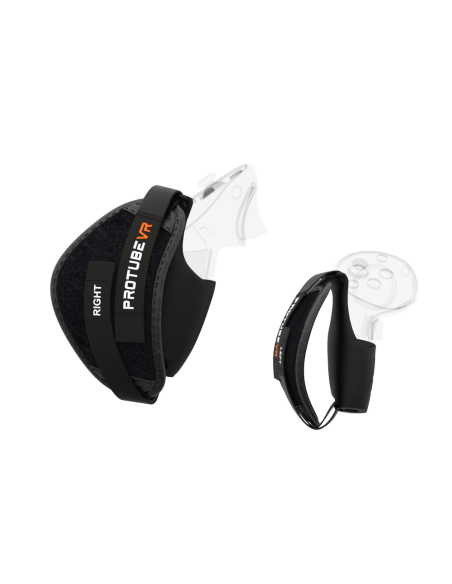 Left view of Prostraps grip MK2 Standalone for VR Meta Quest 3 with transparent controllers