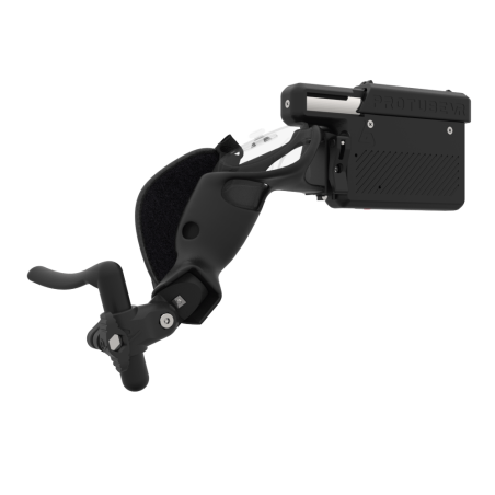 right view of wrist support attached to a provolver meta quest 3 for left hand