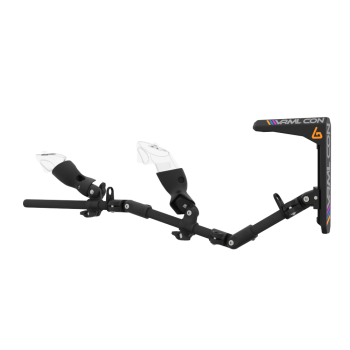 Left view of virtual reality gunstock Magtube full carbon with for Meta Quest 3 and Quest Pro with VRML collaboration stock