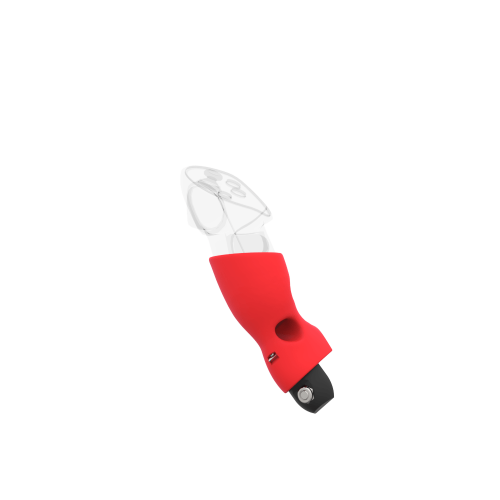 Left view of Left hand Red PLA cups Controller mount spare parts for Pico 4 Ultra with Fastened Attachment