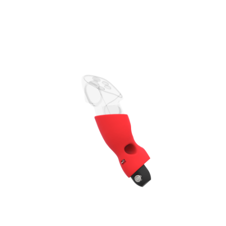 Left view of Left hand Red PLA cups Controller mount spare parts for Pico 4 Ultra with Fastened Attachment