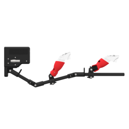 Side view of ForceTube with Haptic Explorer stock for Pico 4 Ultra with Black Carbon Armature and Red PLA cups
