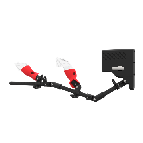 Left view of ForceTube with Haptic Explorer stock for Pico 4 Ultra with Black Carbon Armature and Red PLA cups