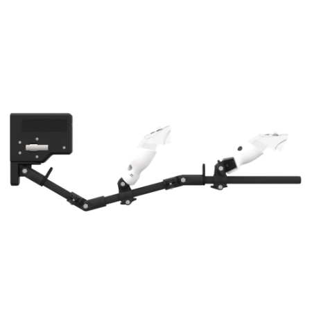 Side view of ForceTube with Haptic Explorer stock for Pico 4 Ultra with Black Carbon Armature and White PLA cups