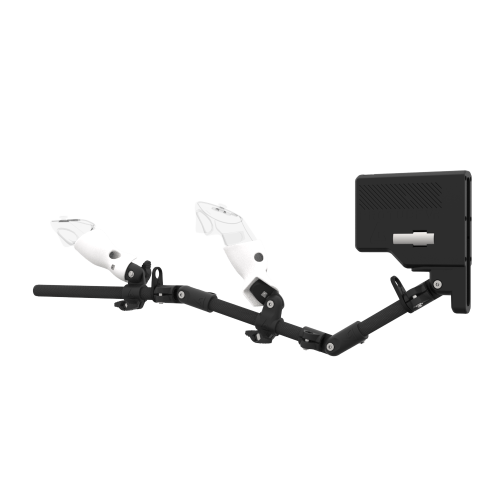 Left view of ForceTube with Haptic Explorer stock for Pico 4 Ultra with Black Carbon Armature and White PLA cups