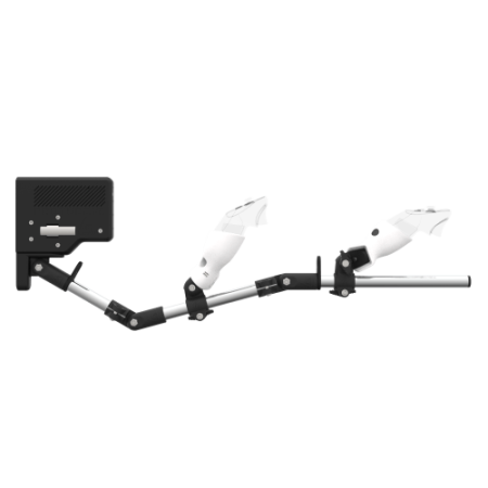 Side view of ForceTube with Haptic Explorer stock for Pico 4 Ultra with Chrome Armature and White PLA cups