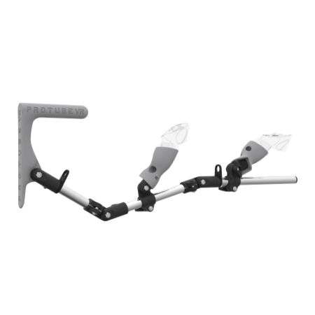 Right view of MagTube vr gunstock for Pico 4 Ultra with Chrome Armature with Grey MK1 Buttstock and Grey PLA cups
