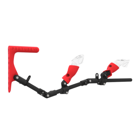 Right view of MagTube vr gunstock for Pico 4 Ultra with Carbon Armature with Red MK1 Buttstock and Red PLA cups