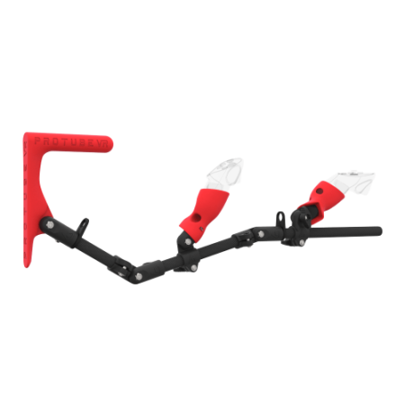 Right view of MagTube vr gunstock for Pico 4 Ultra with Carbon Armature with Red MK1 Buttstock and Red PLA cups