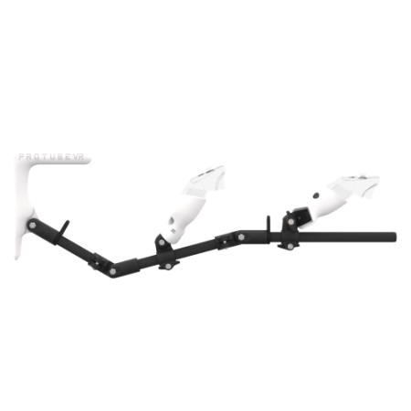 Side view of MagTube vr gunstock for Pico 4 Ultra with Carbon Armature with White MK1 Buttstock and White PLA cups