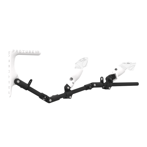 Right view of MagTube vr gunstock for Pico 4 Ultra with Carbon Armature with White MK1 Buttstock and White PLA cups