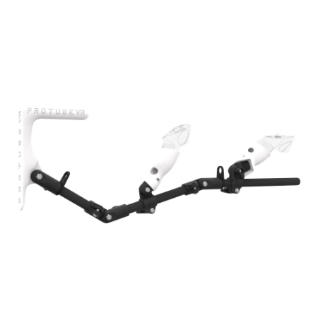 Right view of MagTube vr gunstock for Pico 4 Ultra with Carbon Armature with White MK1 Buttstock and White PLA cups