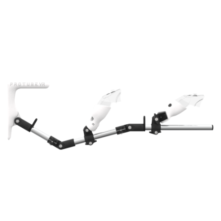 Side view of MagTube vr gunstock for Pico 4 Ultra with Chrome Armature with White MK1 Buttstock and White PLA cups